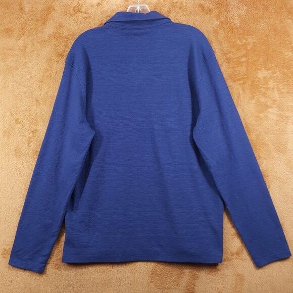 JOHN VARVATOS Polo Shirt Mens Large Blue Pullover Waffle Knit VNeck MORRIS $148 - Picture 5 of 9